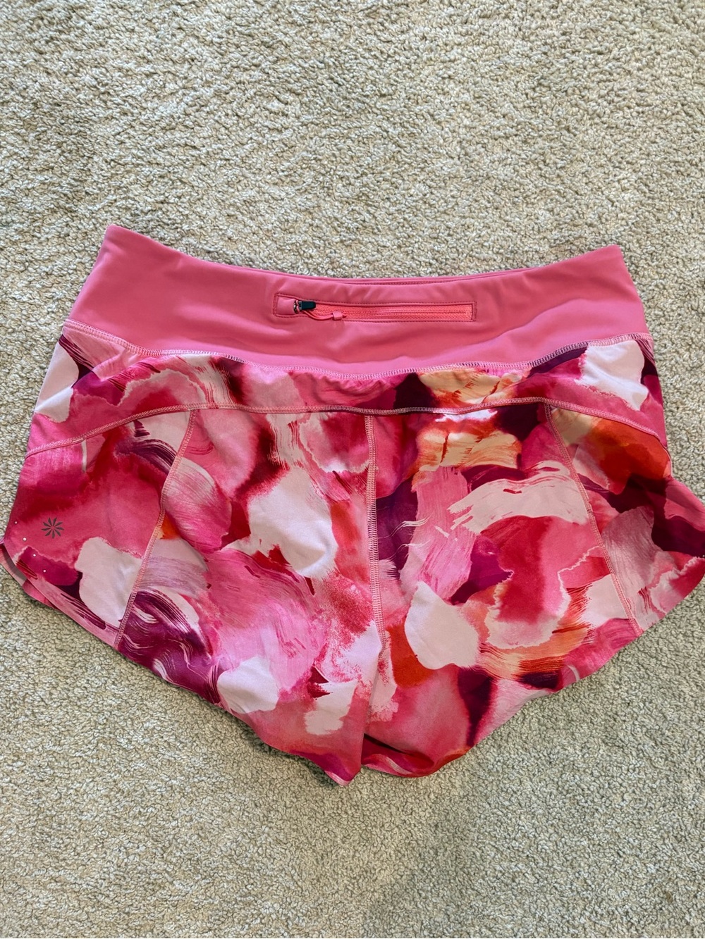 Athleta Run With It 3.5” Running Shorts Pink Floral Print Size Small - Picture 2 of 4